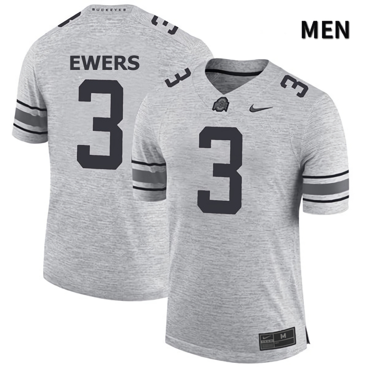 Quinn Ewers Ohio State Buckeyes Men's NCAA #3 Gray College Stitched Football Jersey ZST6656MZ